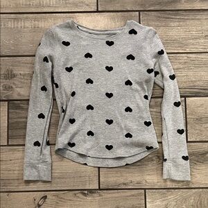 Old Navy Gray Heart Pattern Kids Shirt XL 14/16